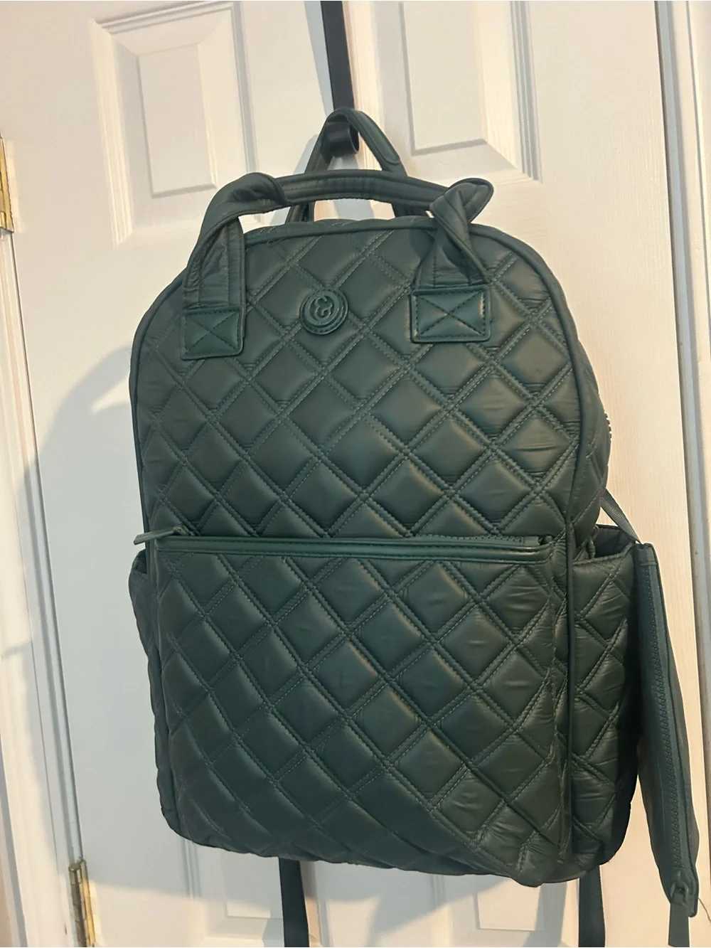 Joan & David Diamond Quilted Puffer Nylon Workbook Backpack